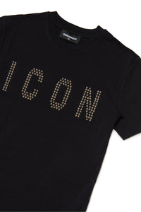 T-shirt girocollo in jersey con logo Icon Studs