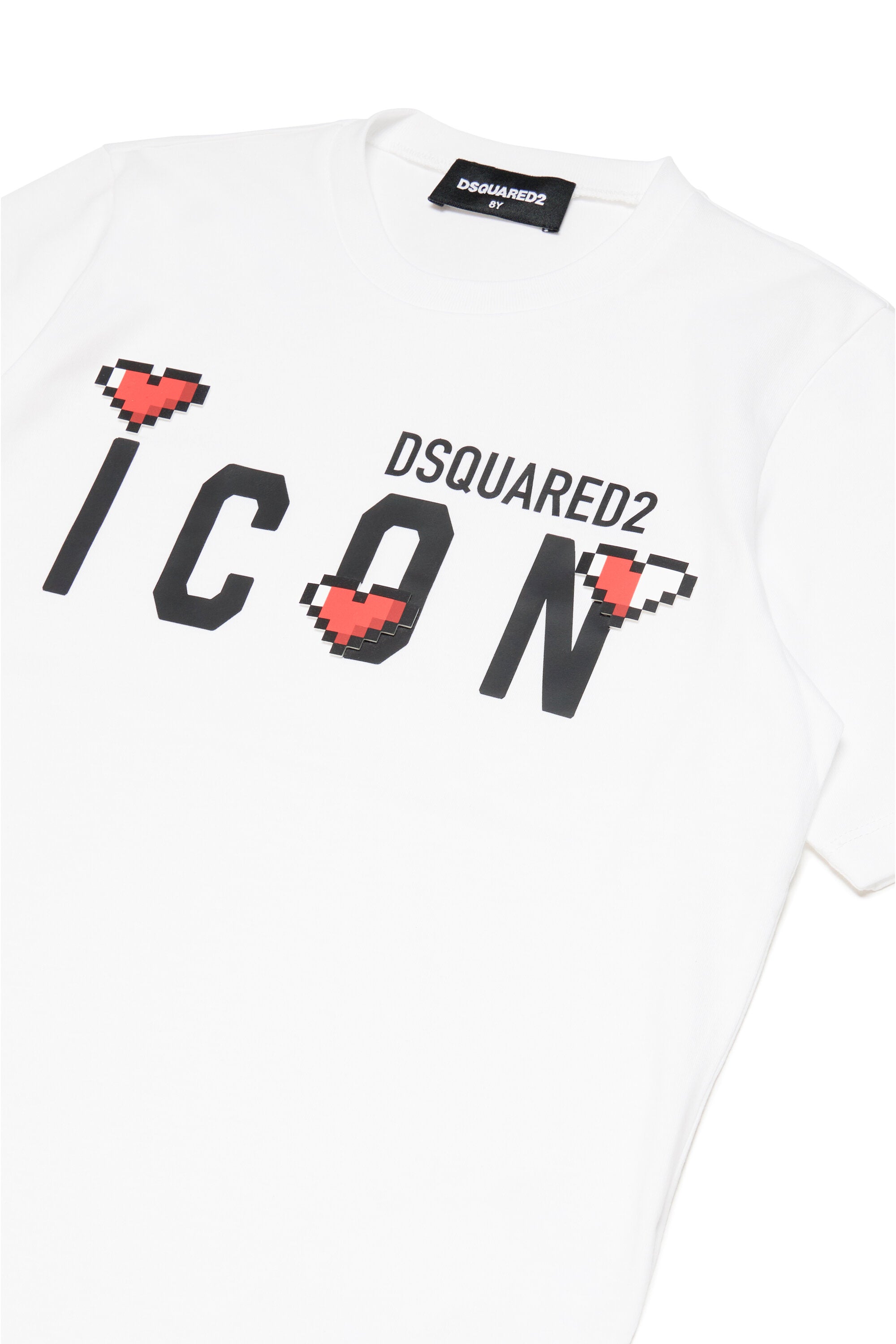 Crew-neck jersey T-shirt with logo Icon and hearts