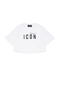 Cropped crew-neck jersey T-shirt with Icon logo