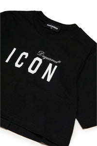 Cropped crew-neck jersey T-shirt with Icon logo