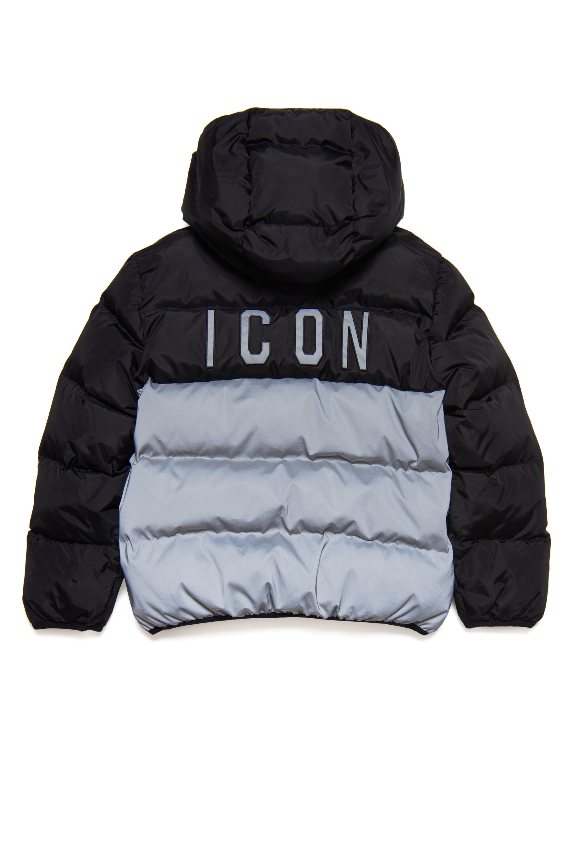 Glossy padded jacket with two-tone back and Icon logo