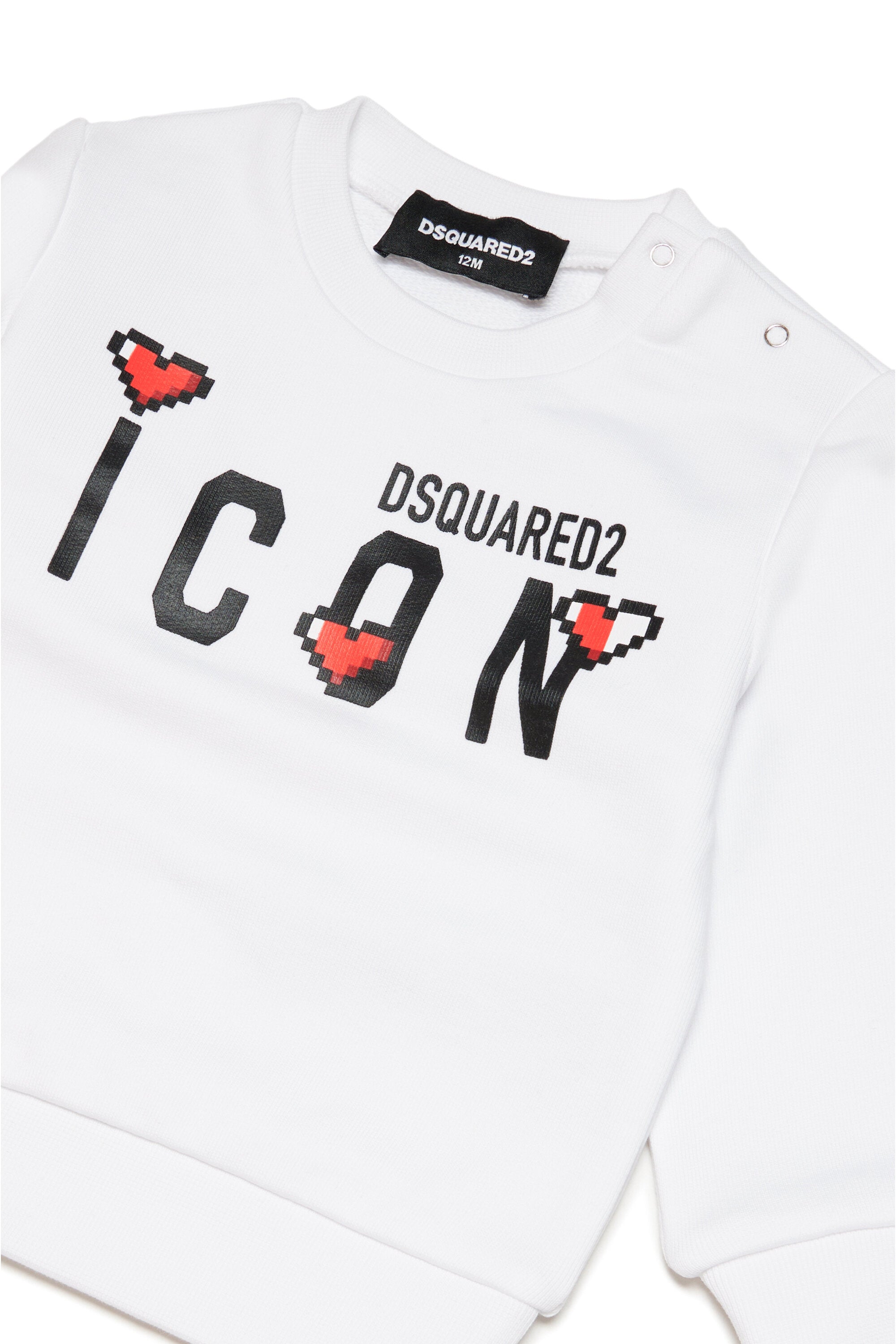 Cotton crew-neck sweatshirt with Icon logo and hearts