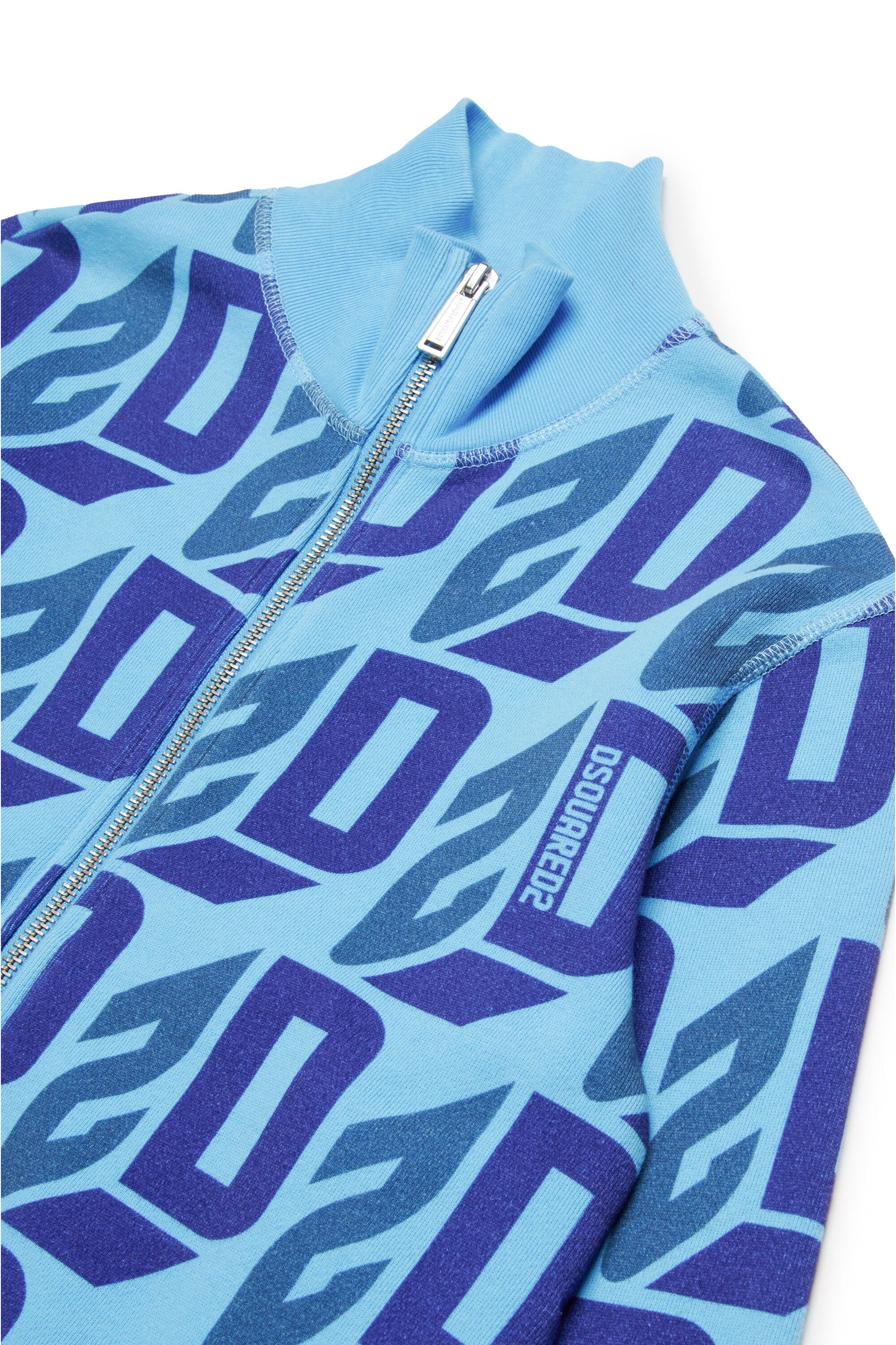 Sweatshirt with zip allover logo D2 3D effect