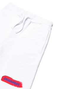 Fleece shorts with brushstroke graphics