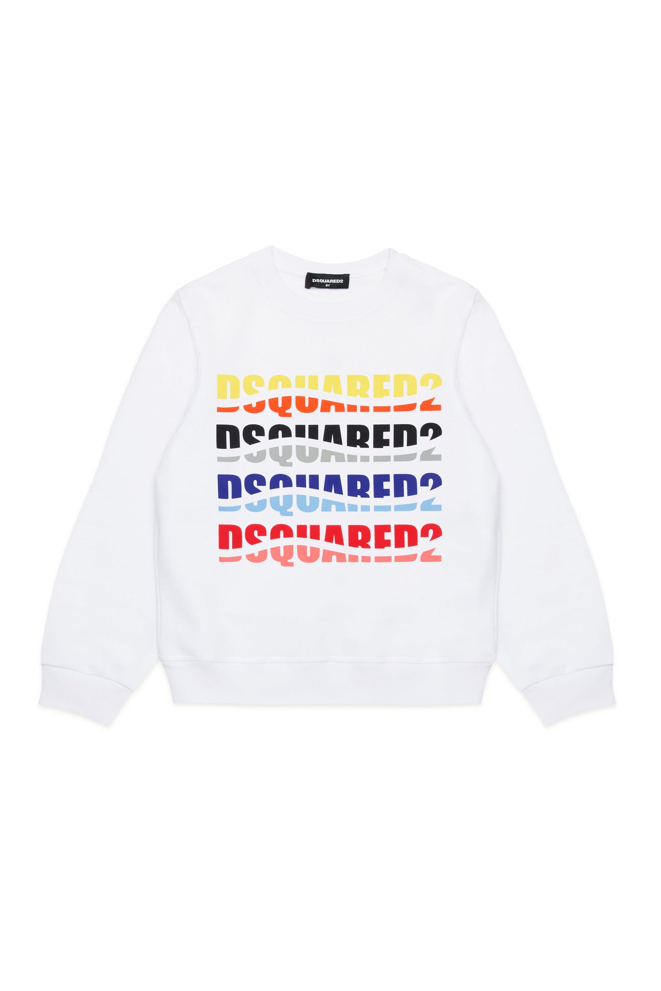 Multicolor wave-effect branded crew-neck sweatshirt 
