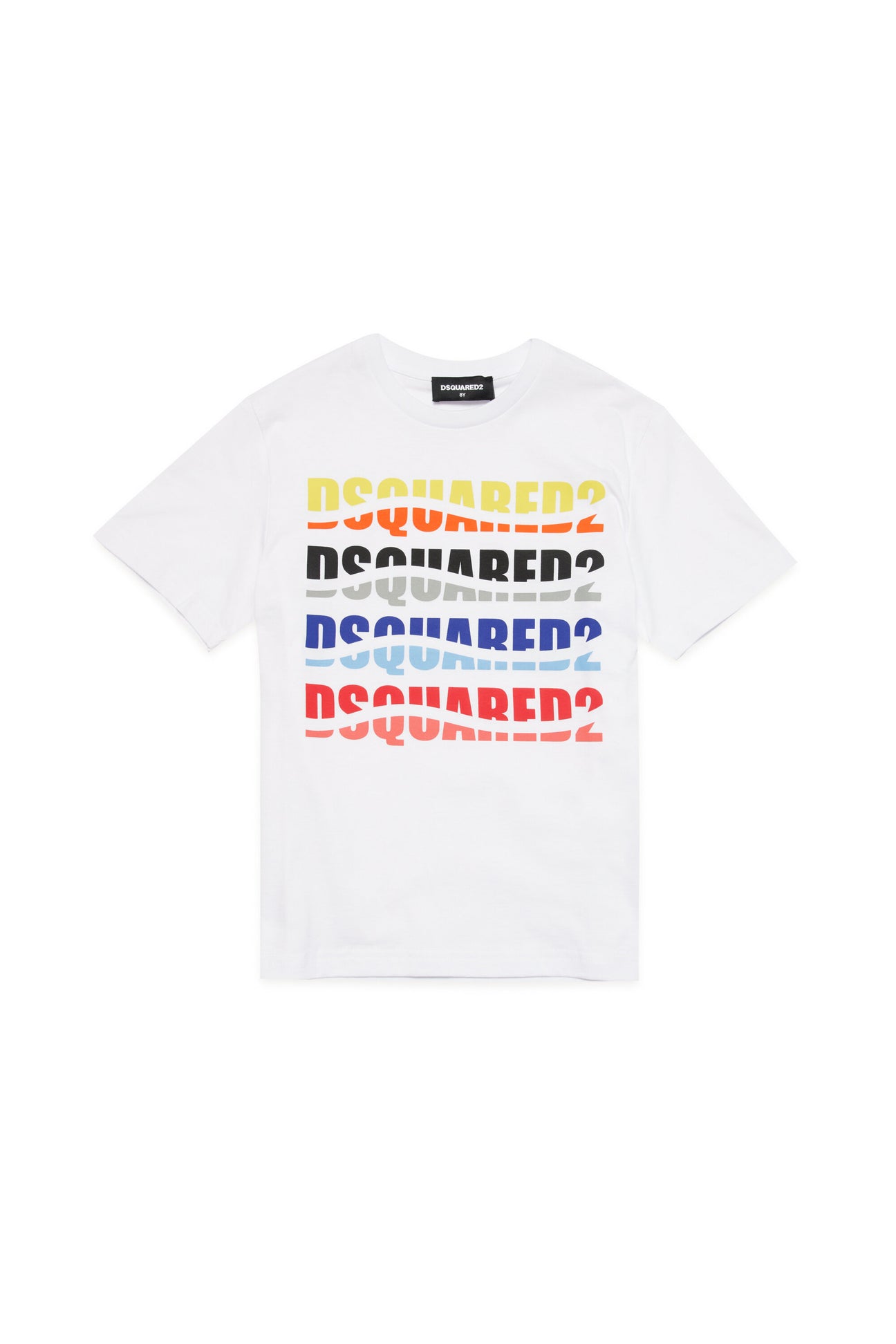 T-shirt con logo multicolor effetto wave 