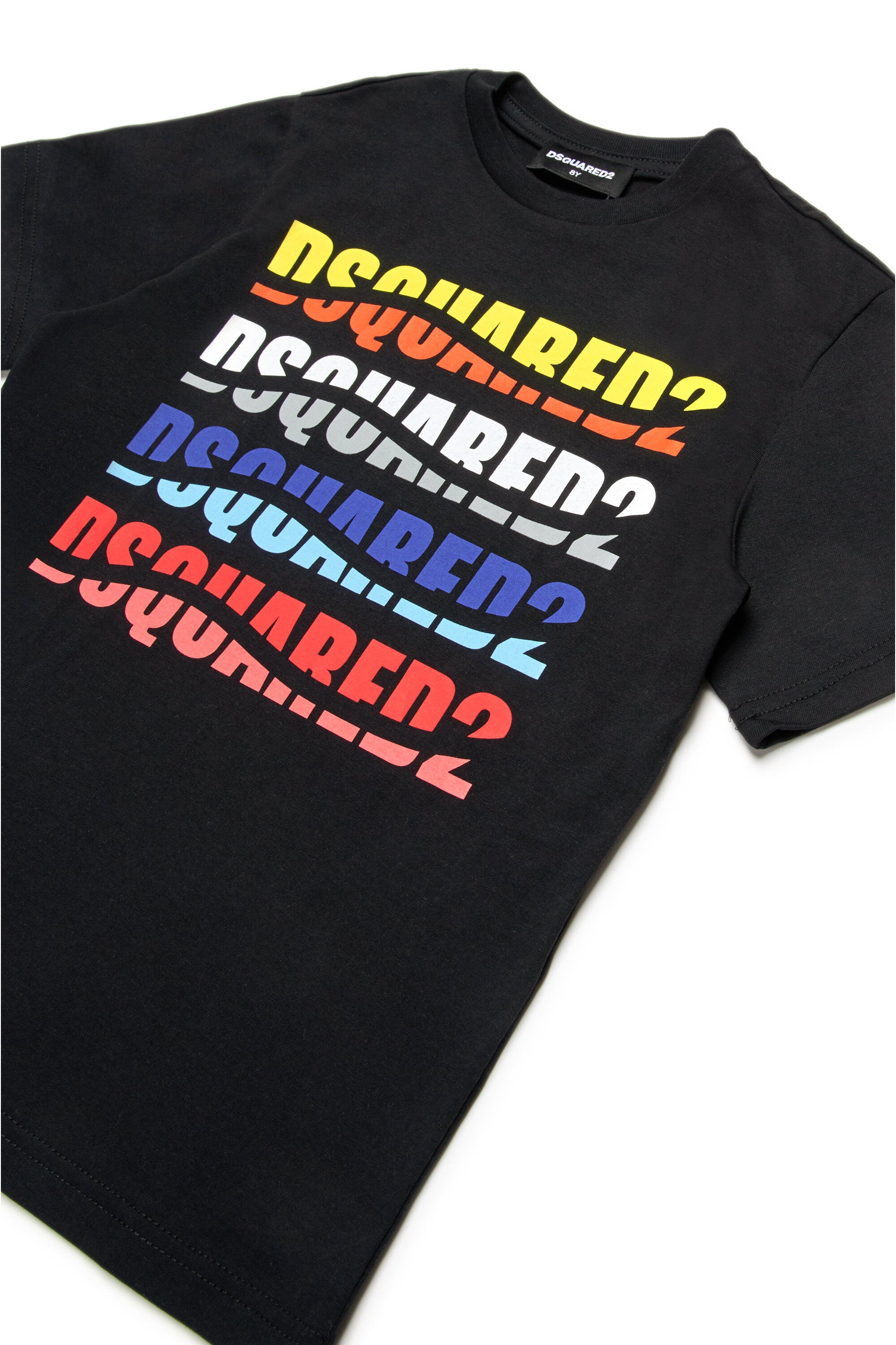 Wave-effect multicolor branded T-shirt