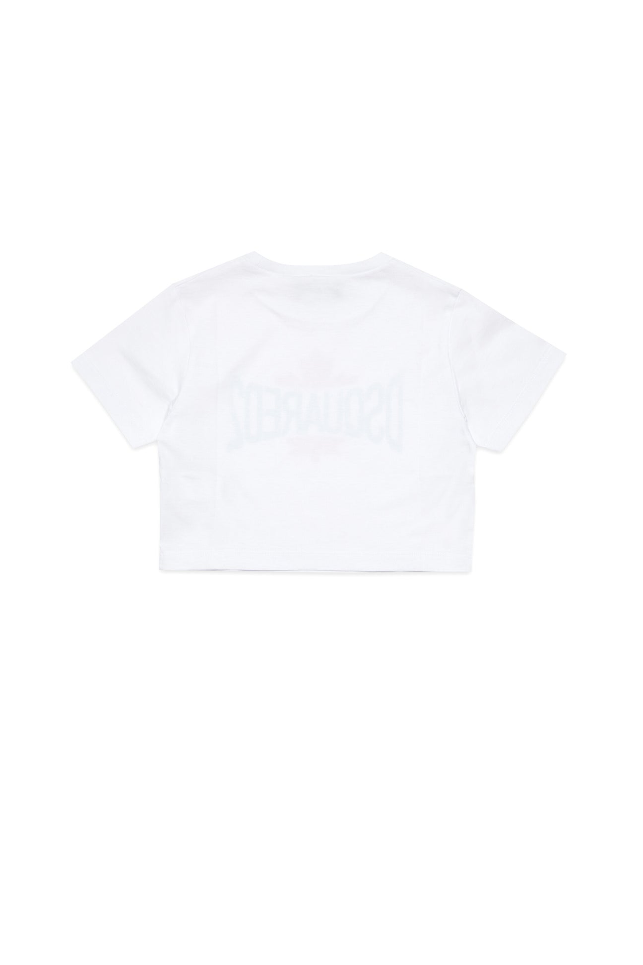 Cropped T-shirt branded with leaf graphics Cropped T-shirt branded with leaf graphics