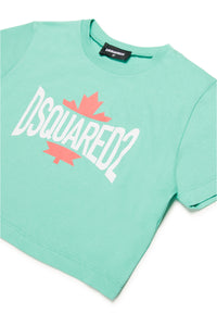 T-shirt cropped con logo grafica leaf