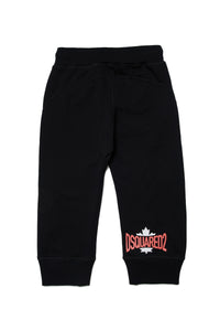 Fleece jogger pants with graphic leaf logo