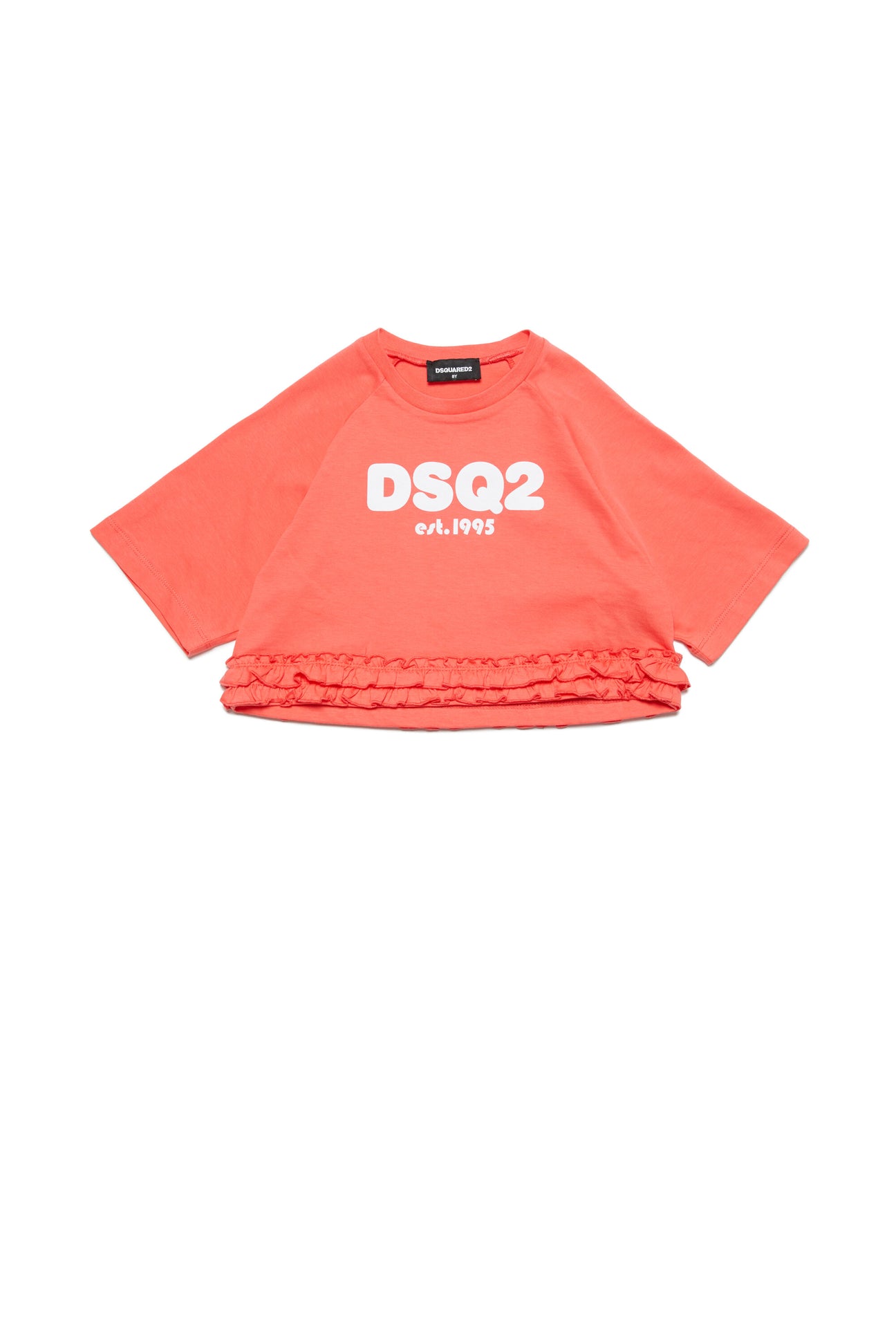 T-shirt con logo DSQ2 est.1995 e ruches 