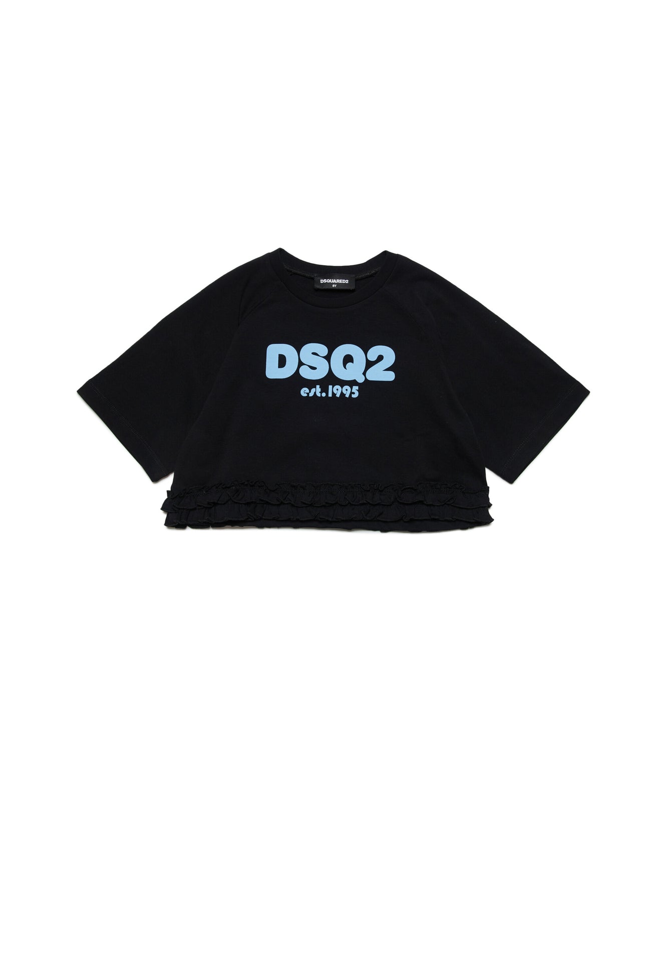 T-shirt con logo DSQ2 est.1995 e ruches T-shirt con logo DSQ2 est.1995 e ruches