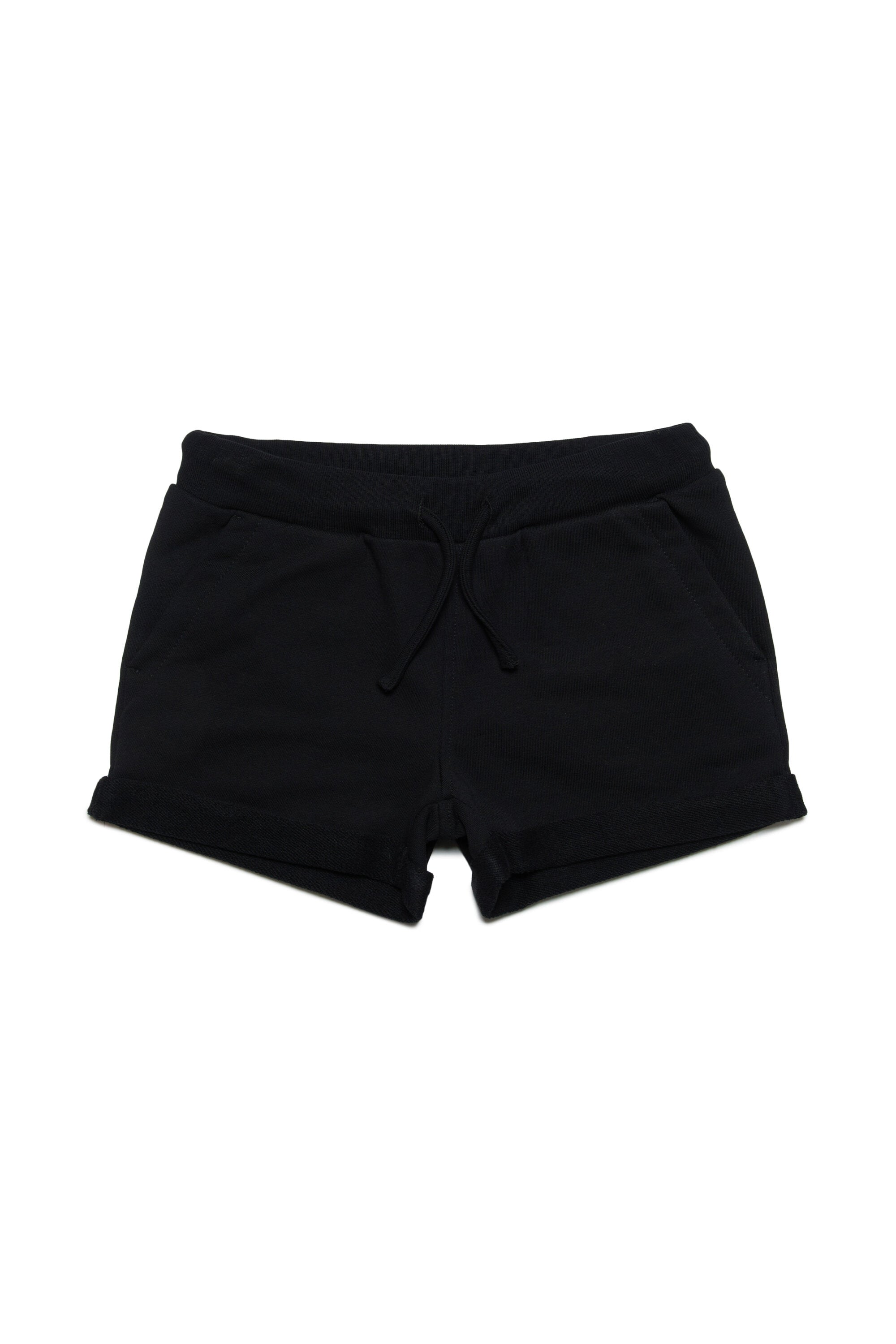 Fleece shorts with logo patch
