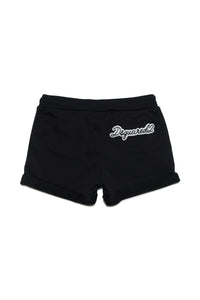 Fleece shorts with logo patch