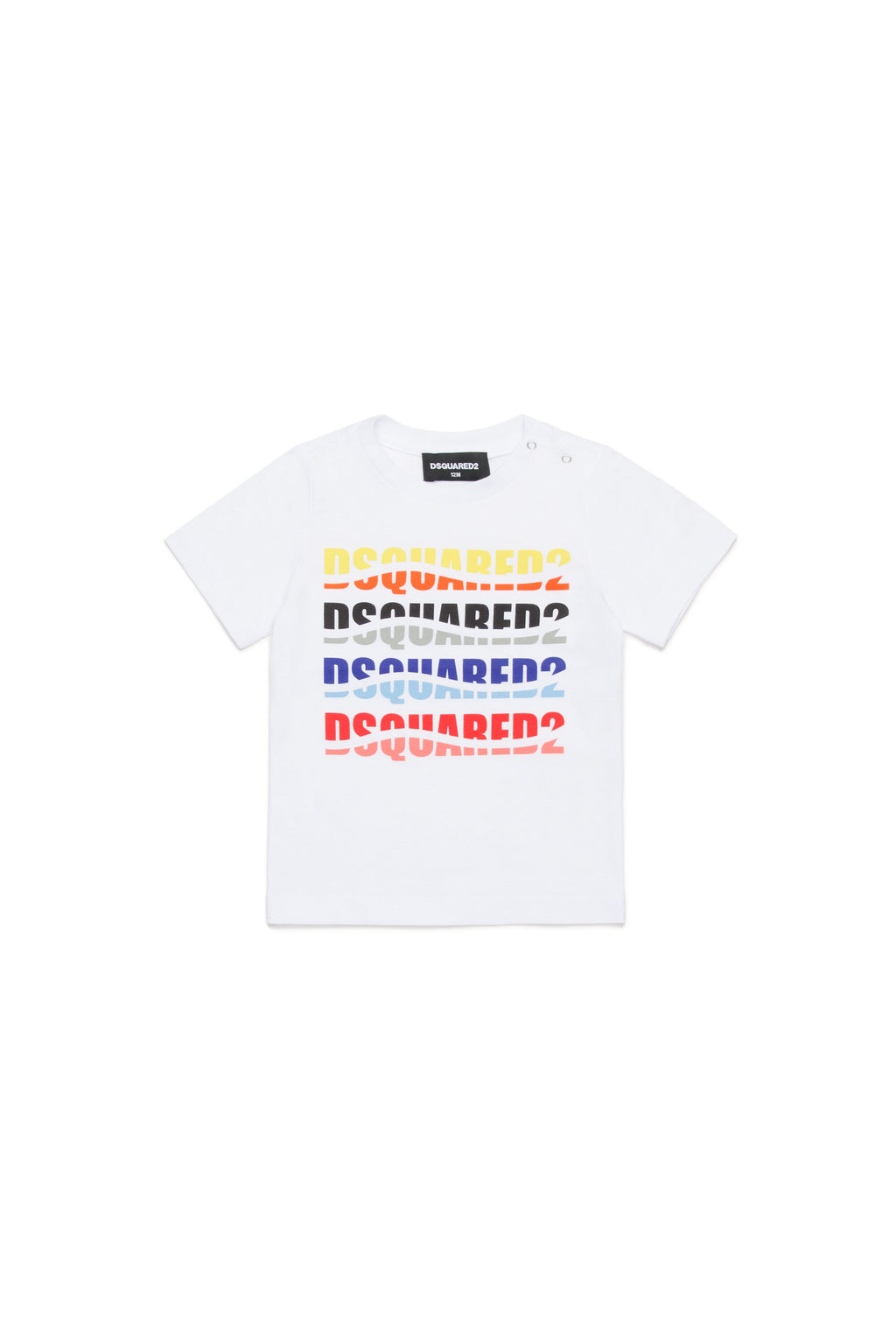 T-shirt con logo multicolor effetto wave