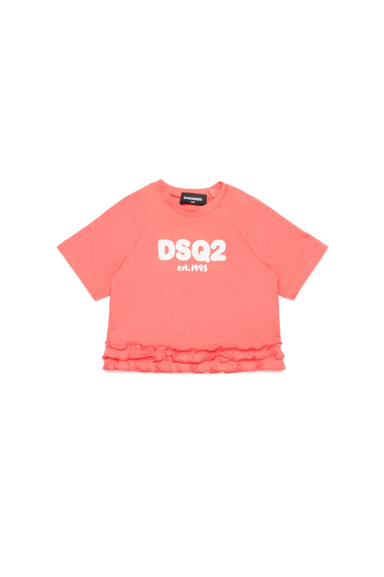 T-shirt con logo DSQ2 est.1995 e ruches 