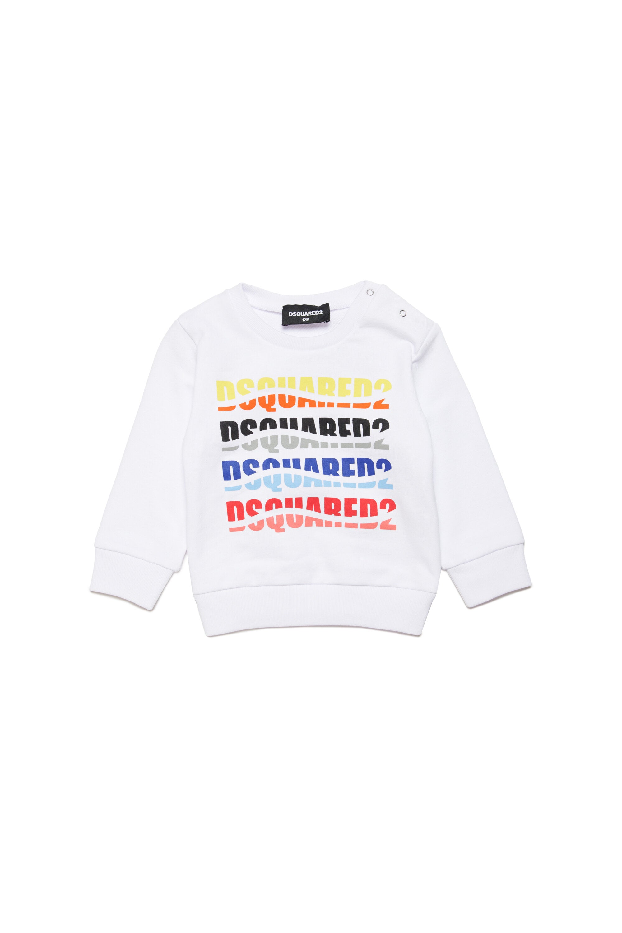 Multicolor wave-effect branded crew-neck sweatshirt