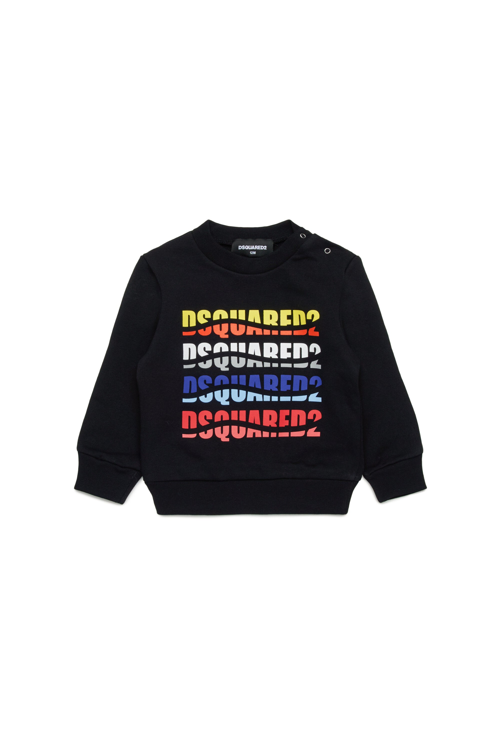 Multicolor wave-effect branded crew-neck sweatshirt