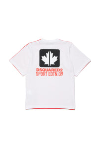 T-shirt bicolor con grafica Leaf
