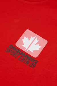 Two-color T-shirt with Leaf graphics