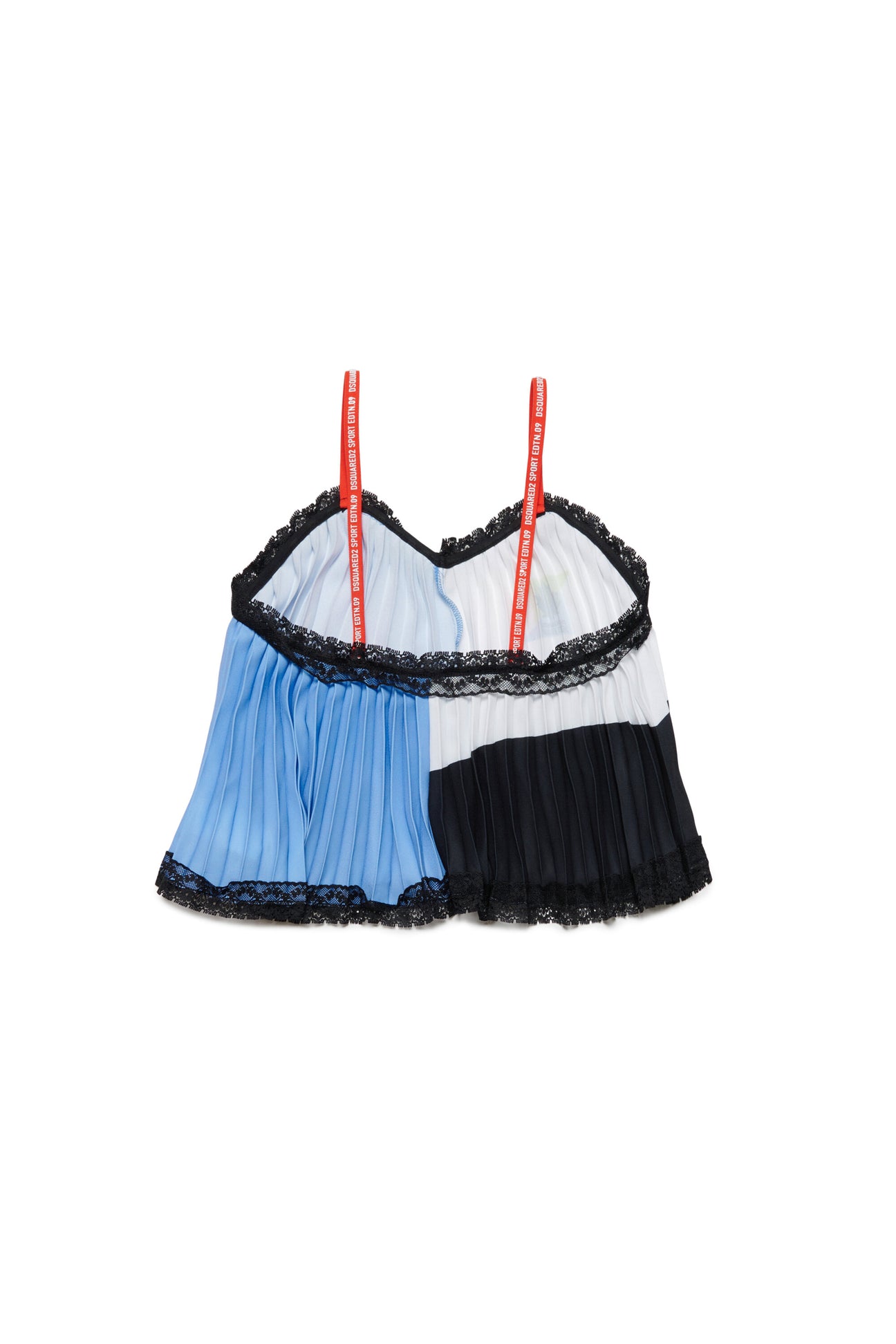 Colorblock pleat tops with lace hems Colorblock pleat tops with lace hems