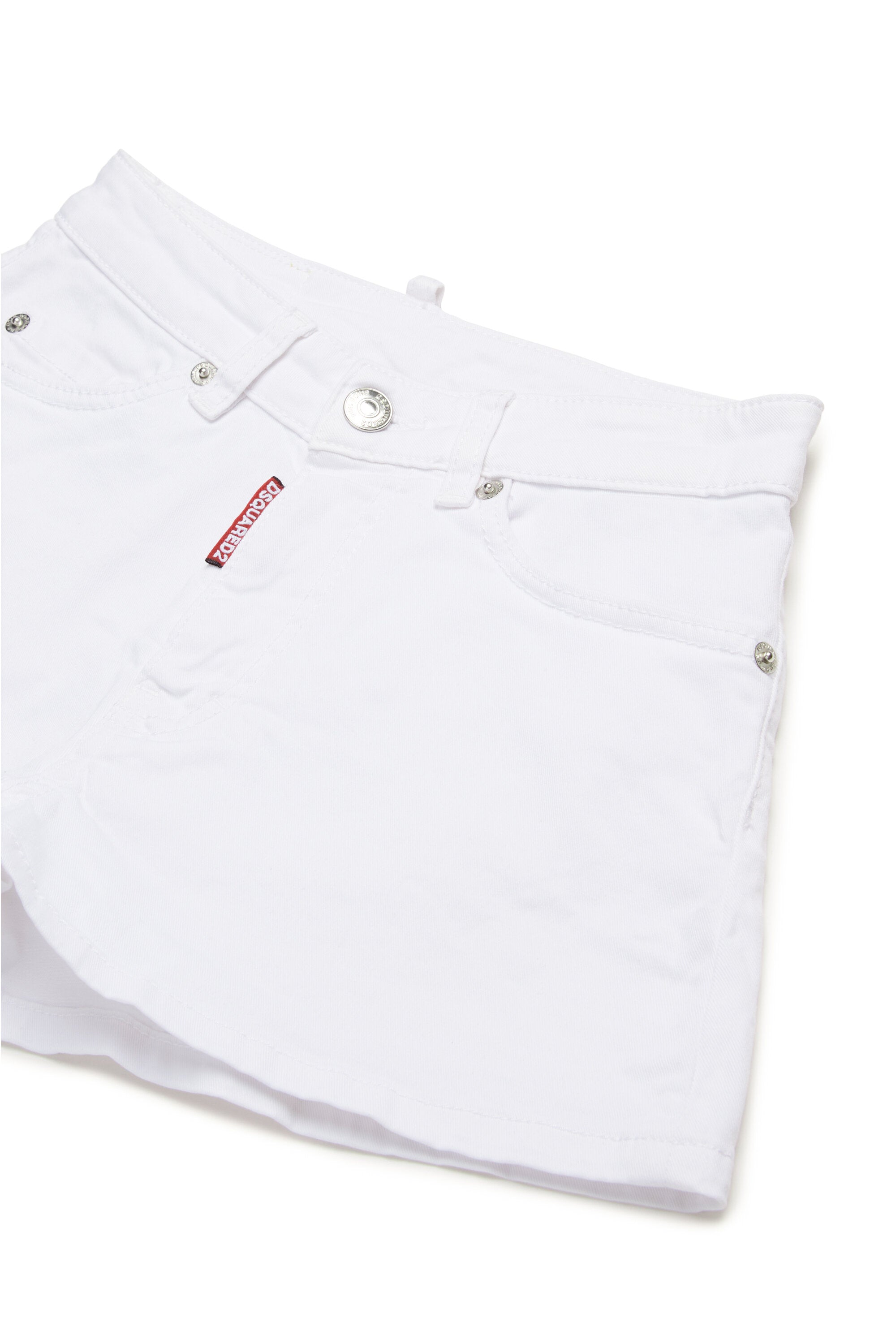 Shorts in denim con logo trasparente