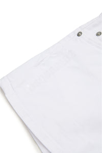 Shorts in denim con logo trasparente
