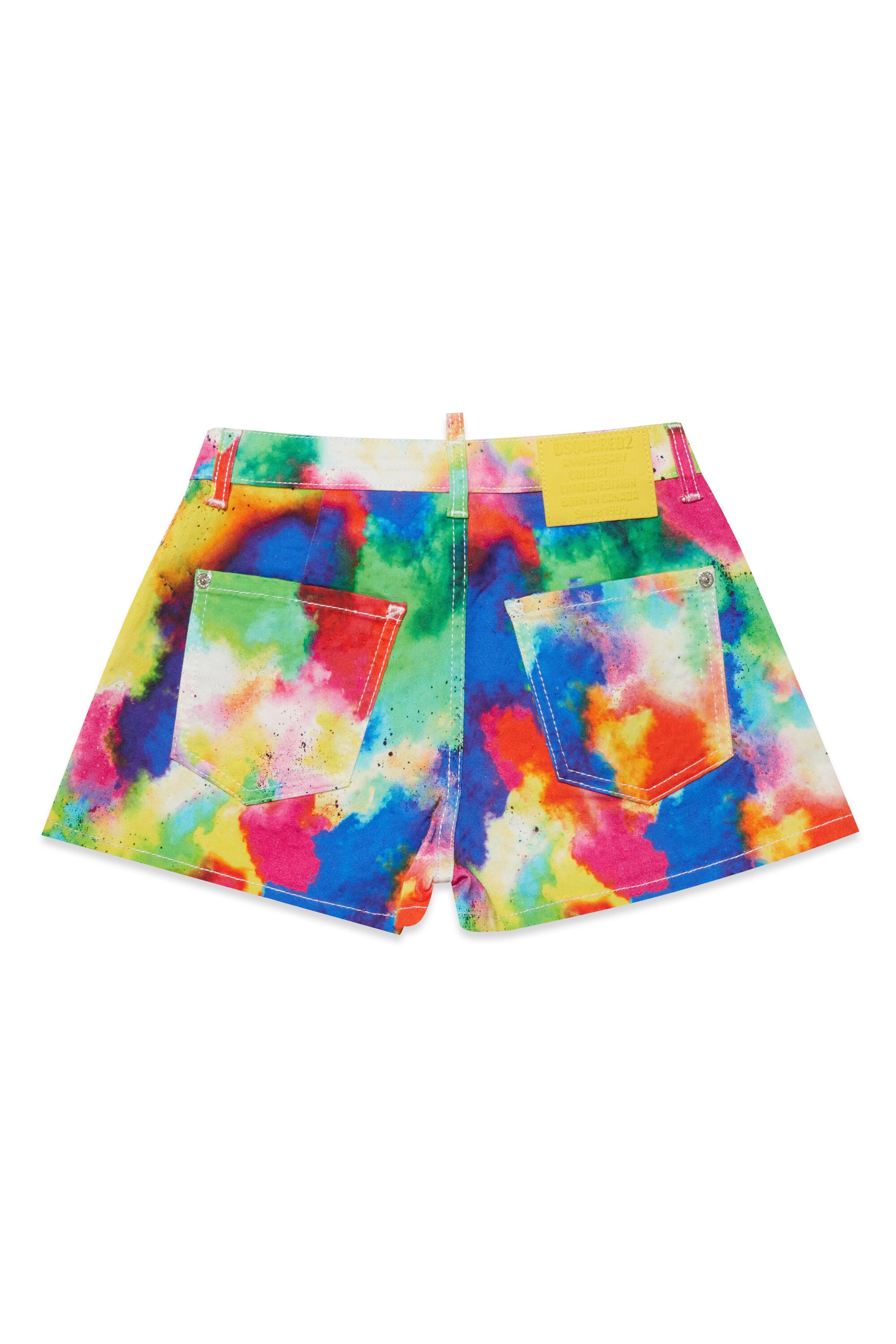 Multicolor allover denim shorts