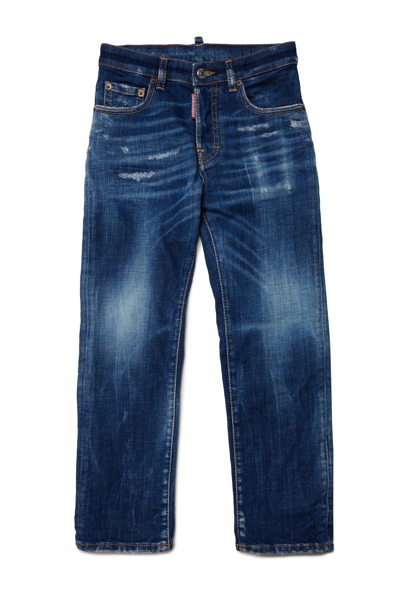 Jeans straight blu sfumato con rotture - 642 Jean 