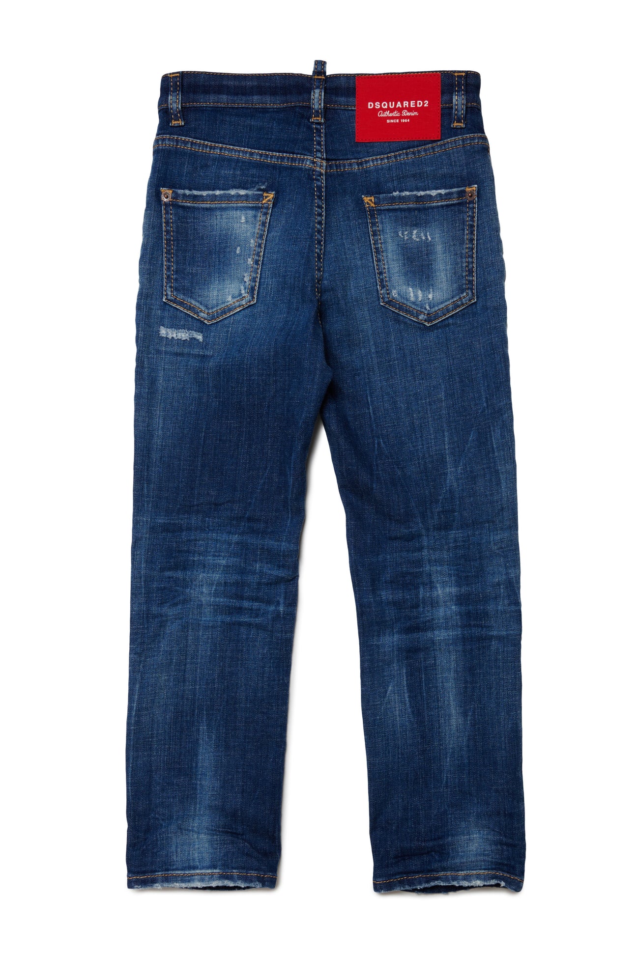 Jeans straight blu sfumato con rotture - 642 Jean Jeans straight blu sfumato con rotture - 642 Jean