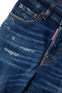 Jeans straight blu sfumato con rotture - 642 Jean
