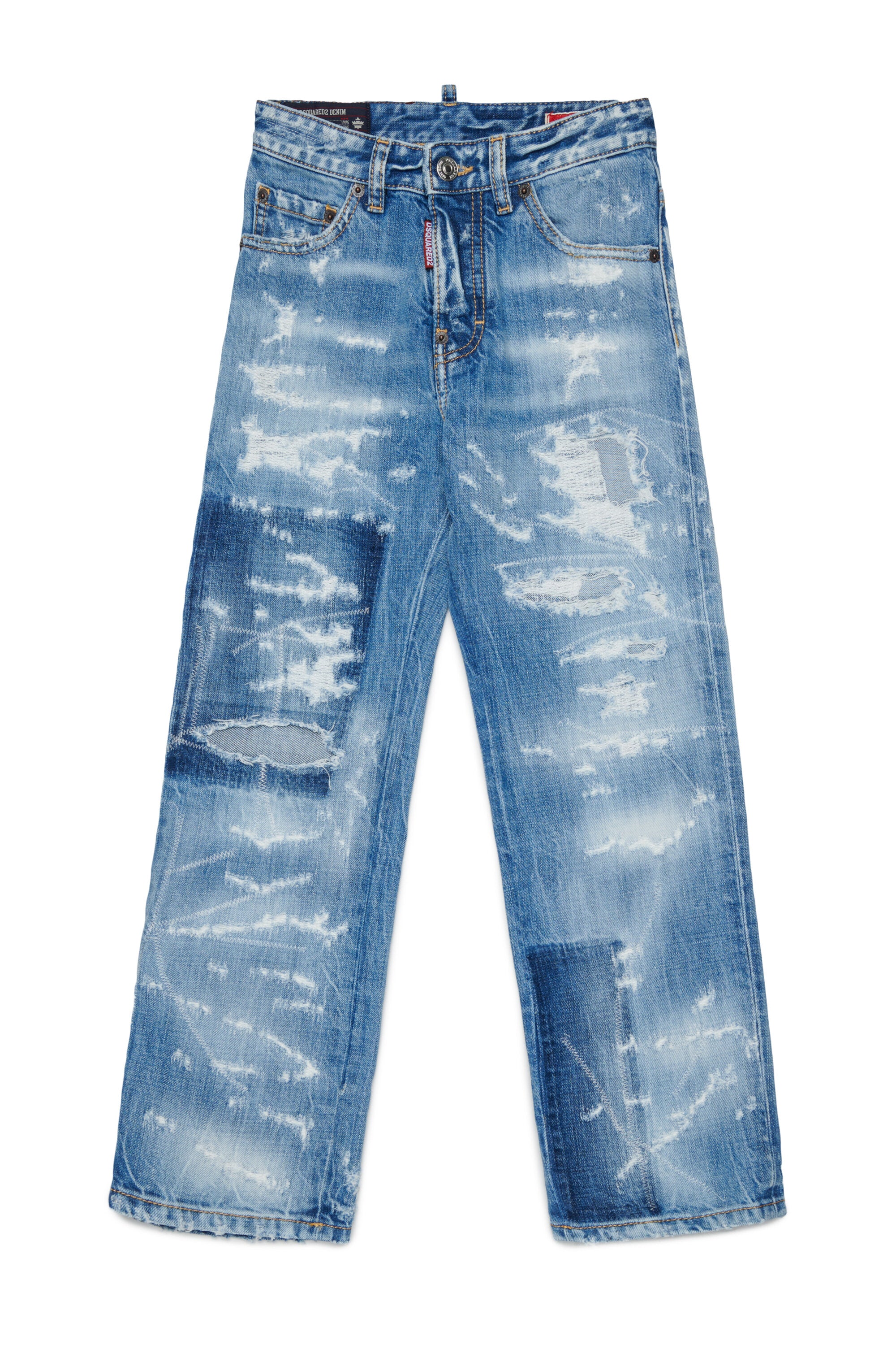 Jeans mit geradem Schnitt in hellblauer Waschung - 642