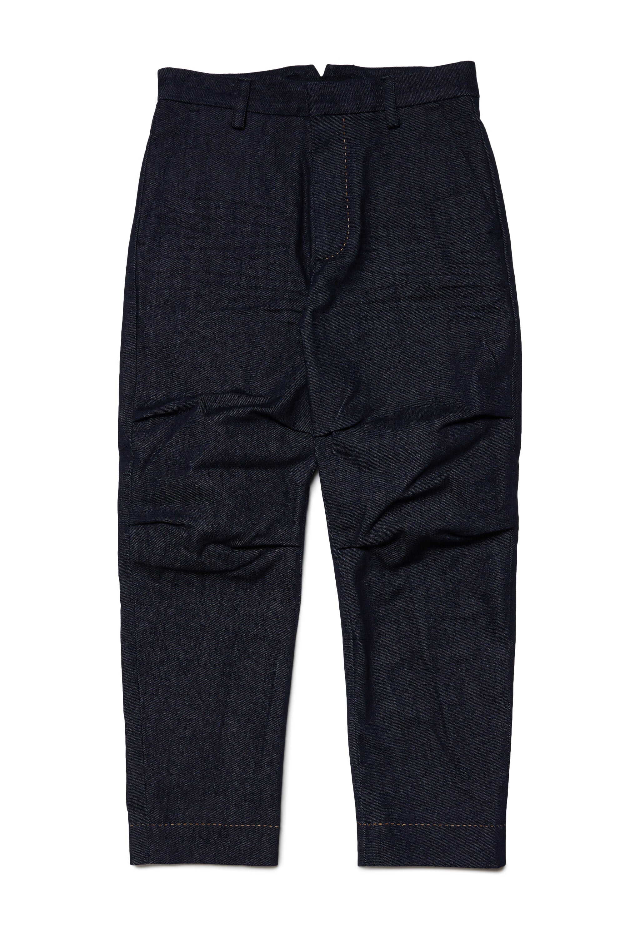 Denim chino pants with wrinkles