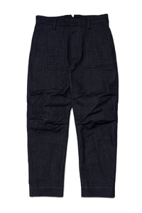 Denim chino pants with wrinkles