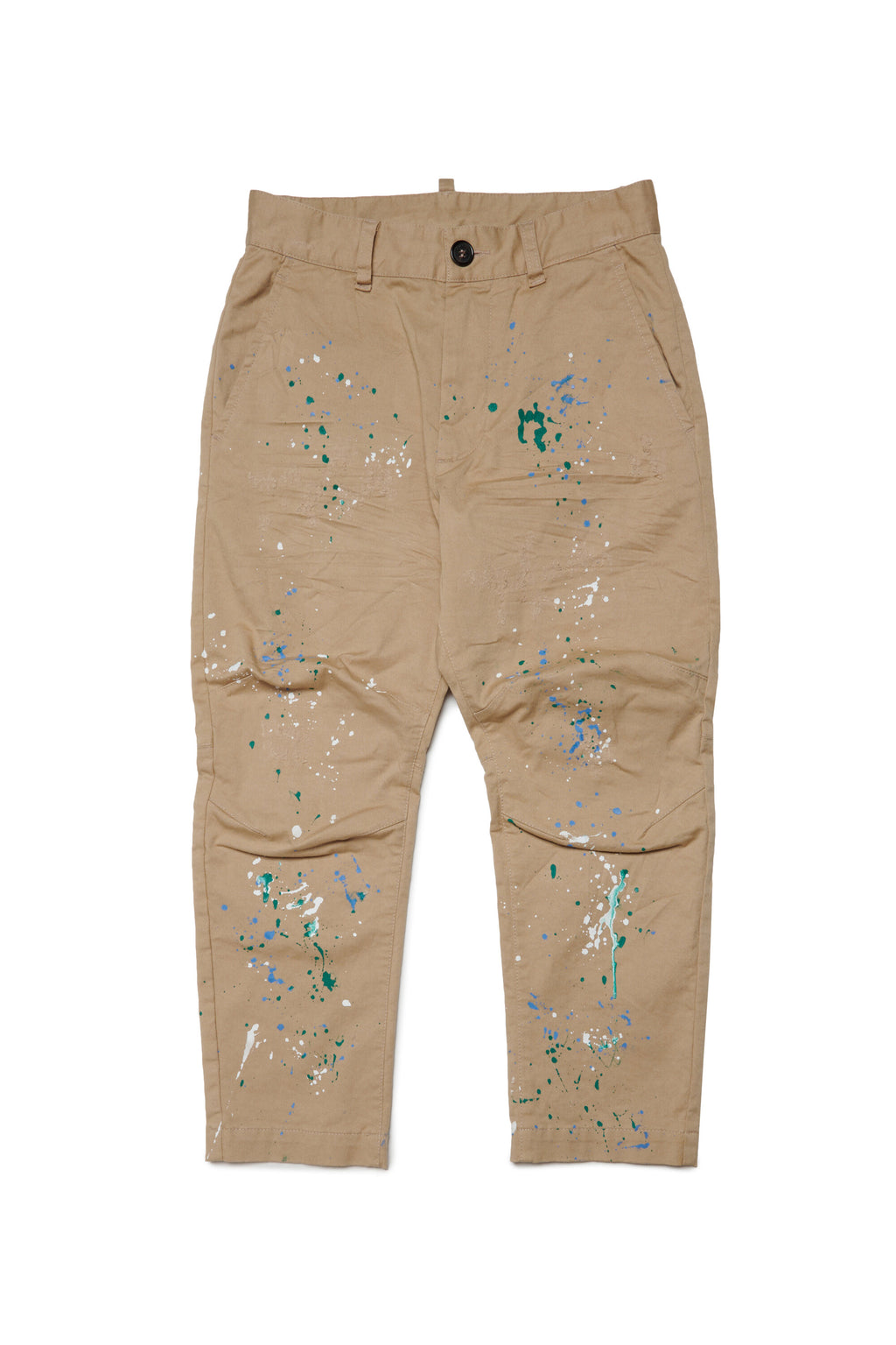 Pantaloni chino con schizzi di vernice