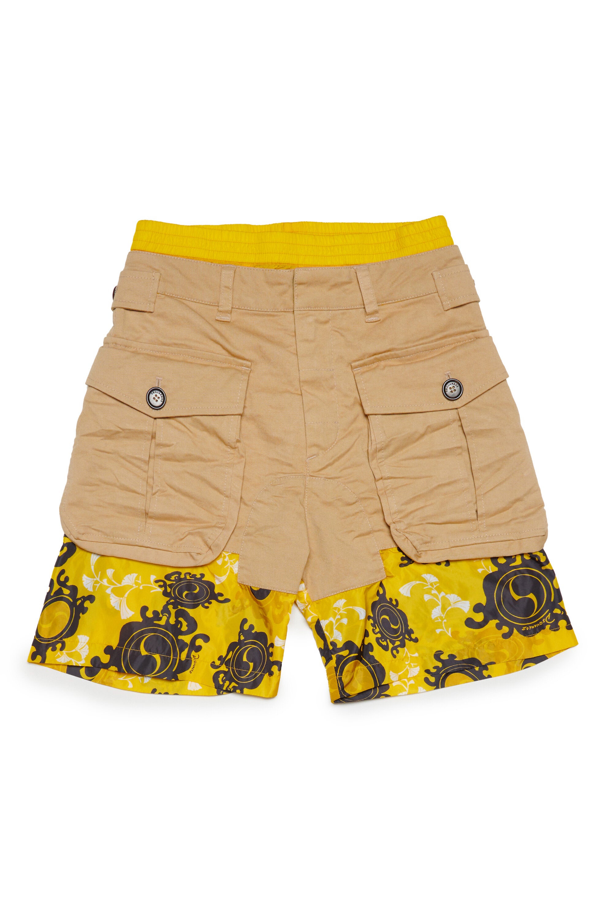 Shorts with large pockets and tribal insert