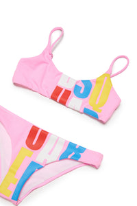 Costume bikini con logo multicolor