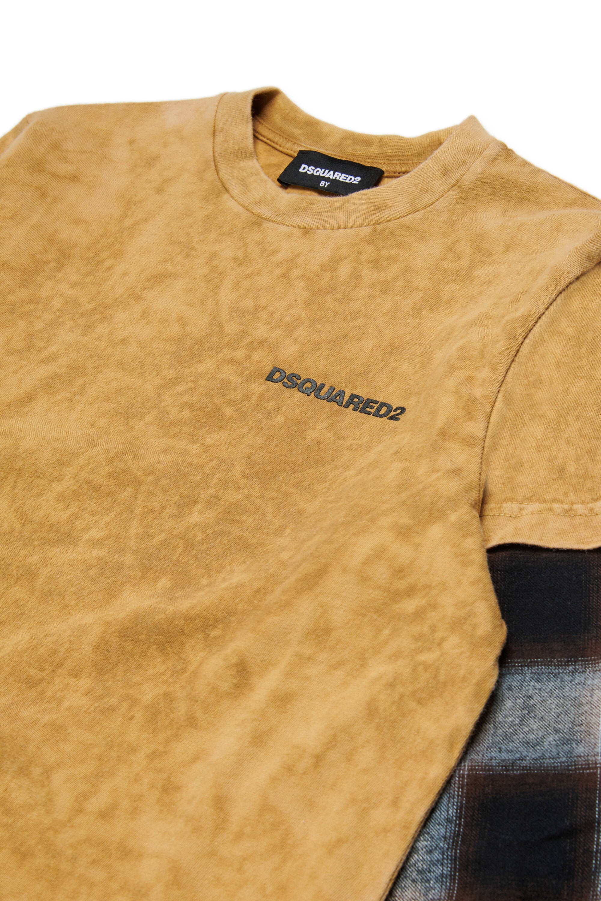 Jersey-T-Shirt mit karierten Ärmeln