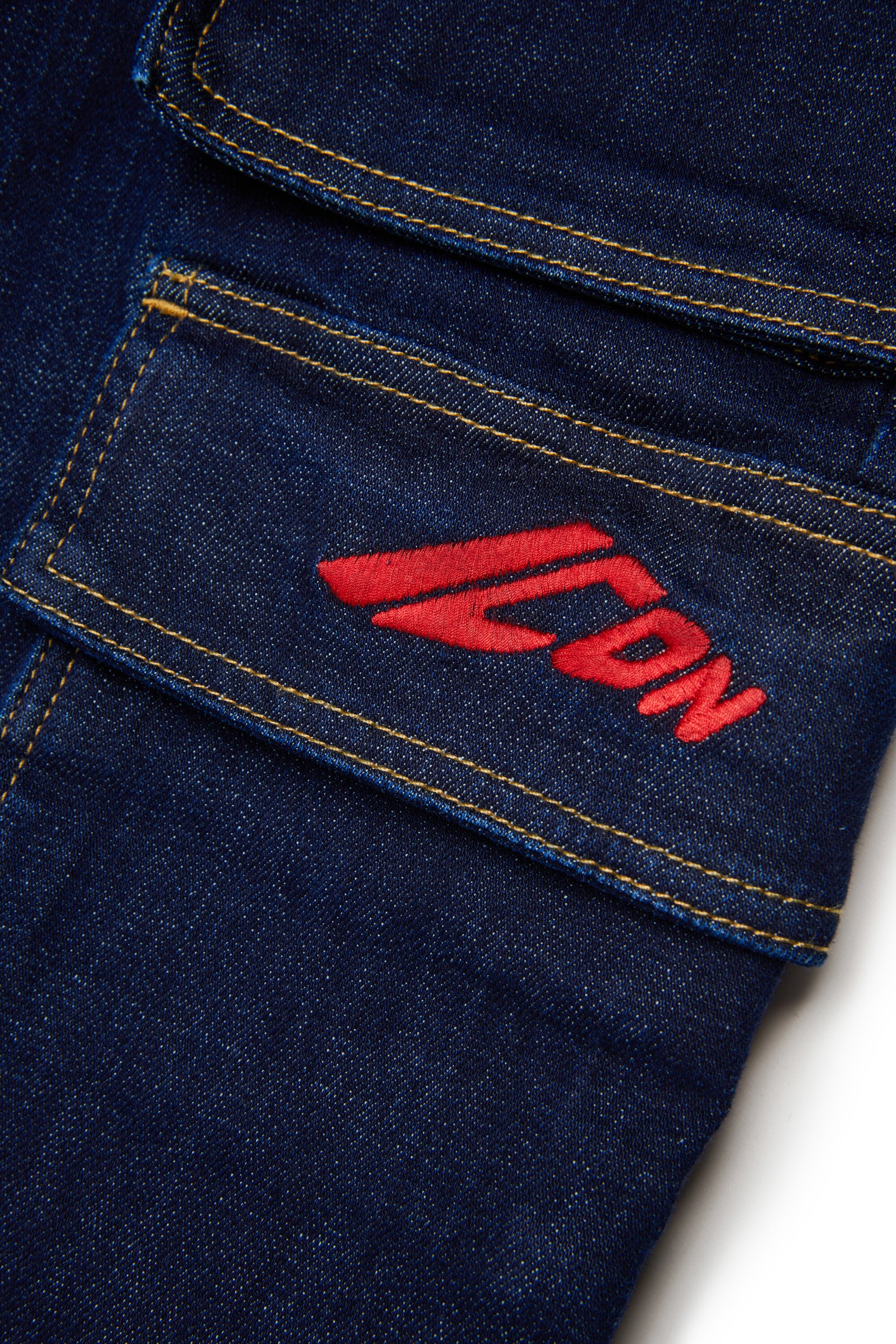 Regular dark blue denim cargo jeans