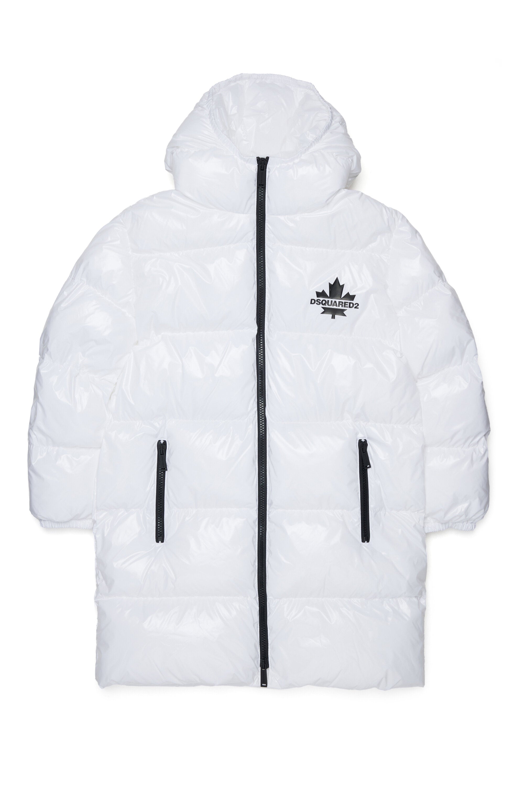 Giacca imbottita lunga con logo Maple Leaf