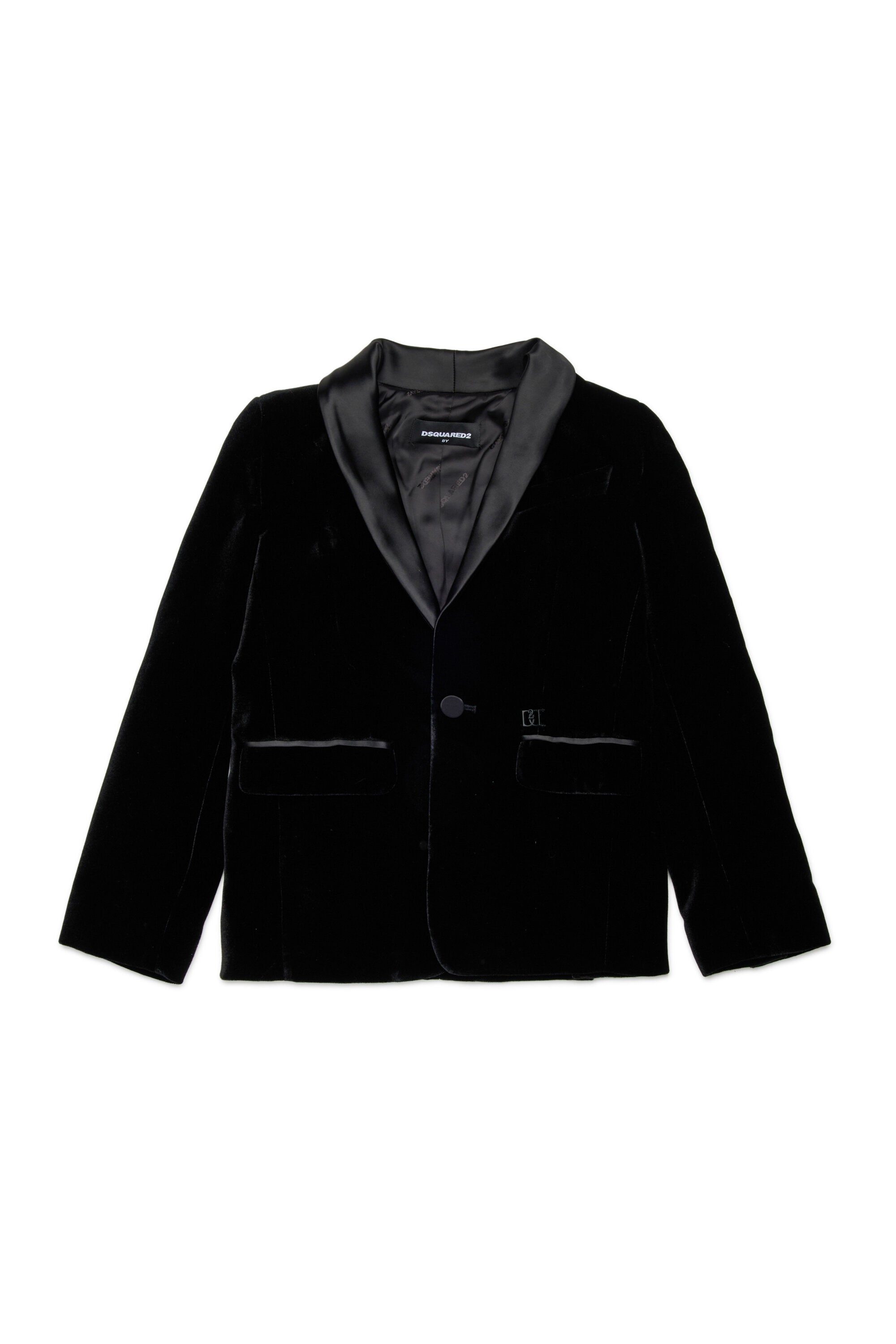 Giacca blazer in velluto con placca D2