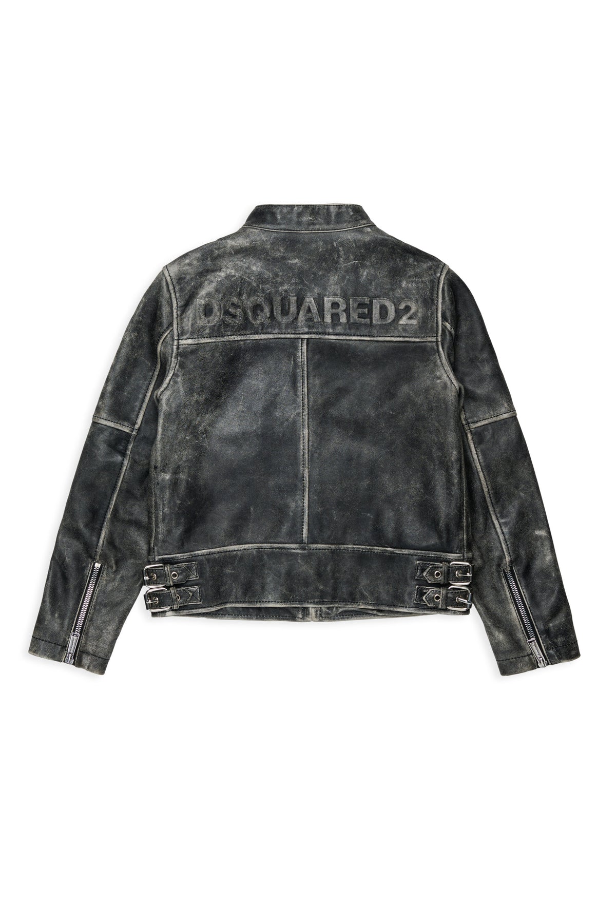 Giacca biker in pelle effetto vissuto