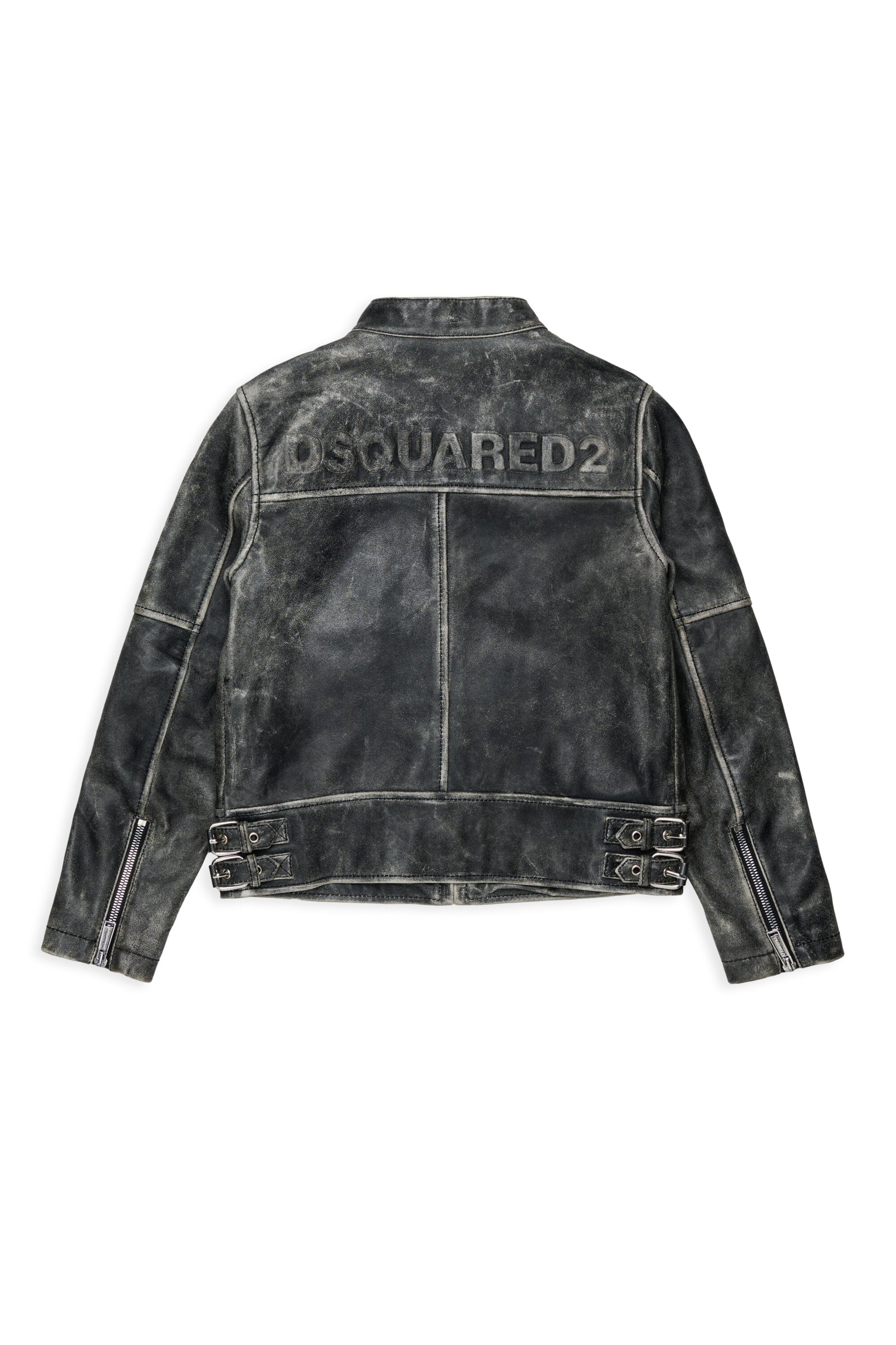 Giacca biker in pelle effetto vissuto