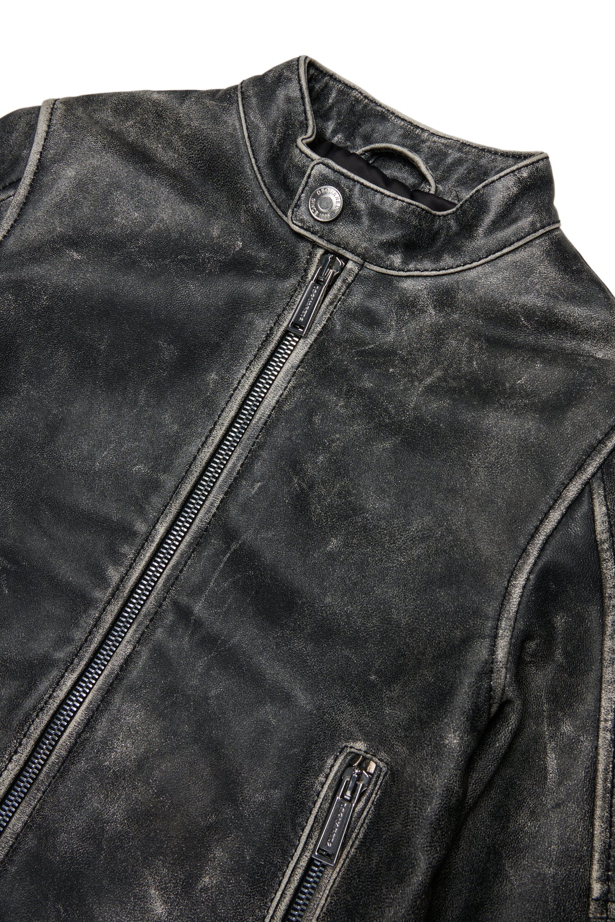 Giacca biker in pelle effetto vissuto