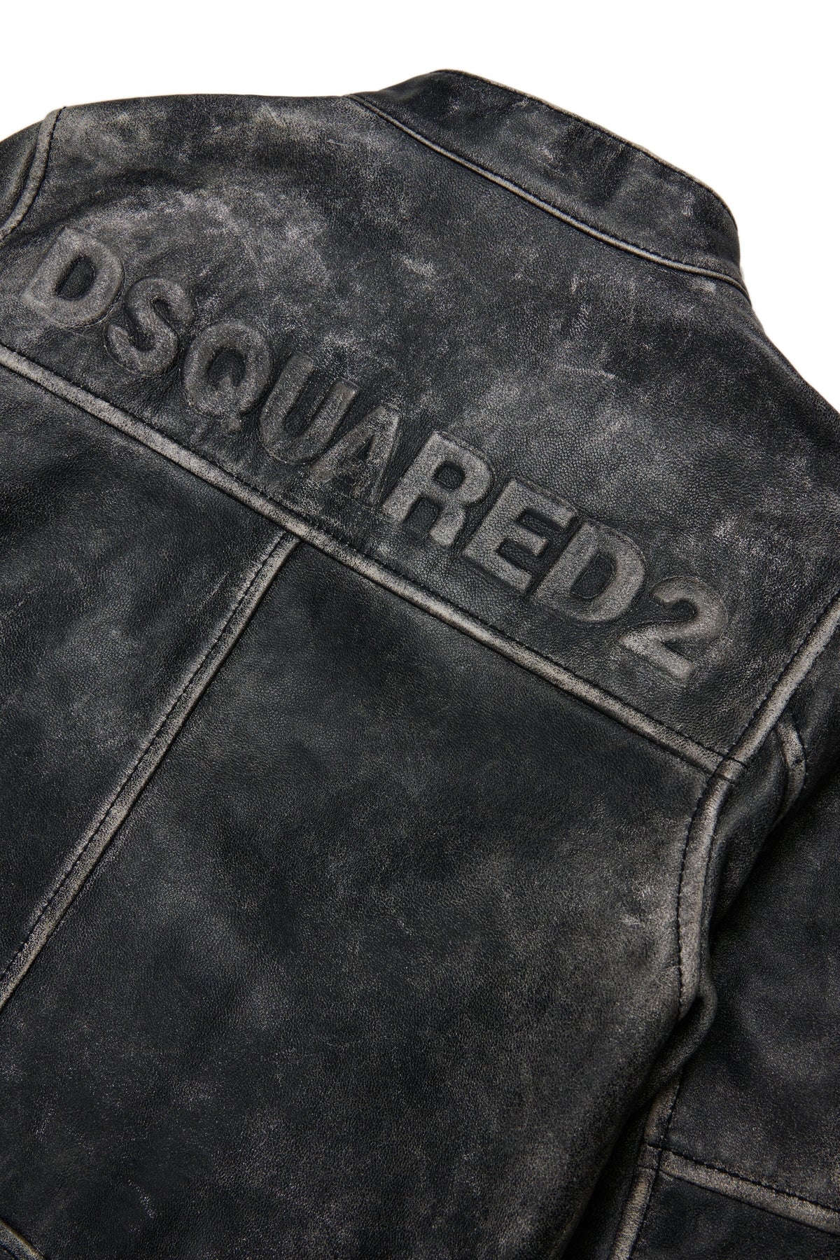 Giacca biker in pelle effetto vissuto