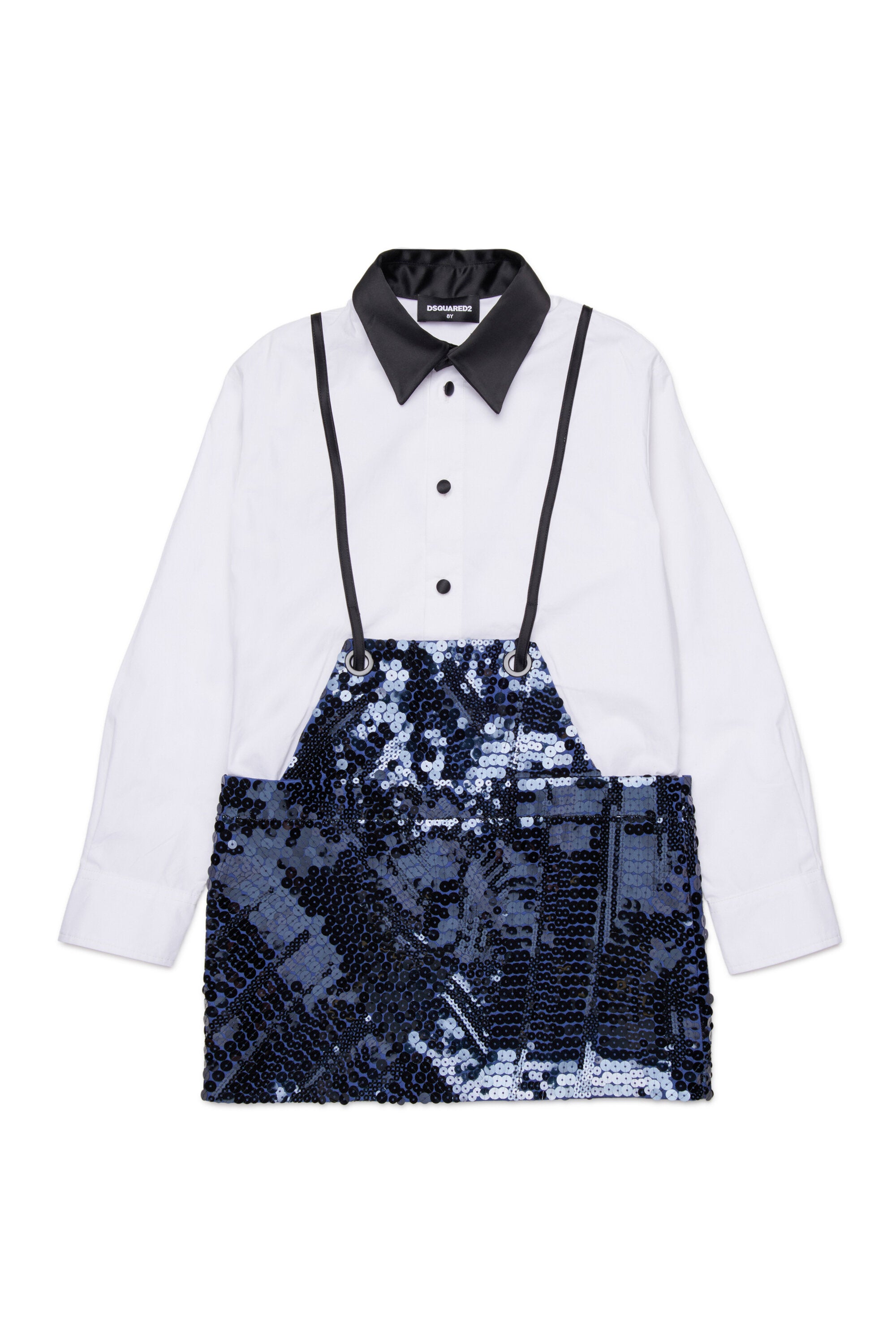 Vestido camisero con tirantes y lentejuelas