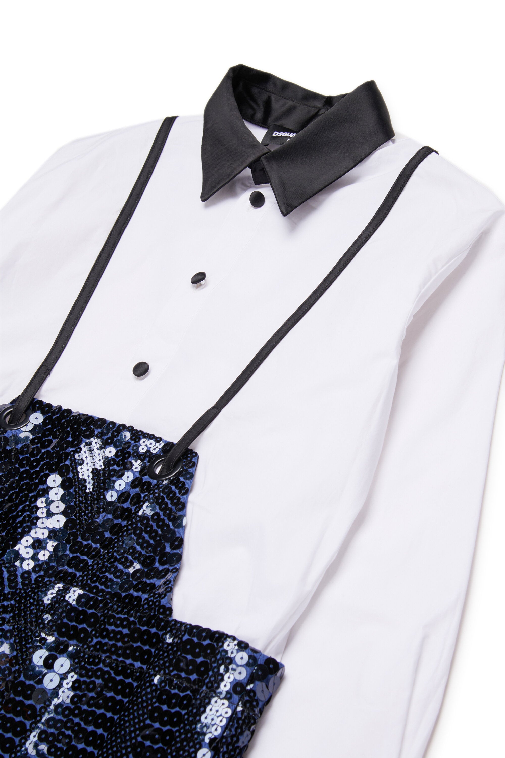 Vestido camisero con tirantes y lentejuelas