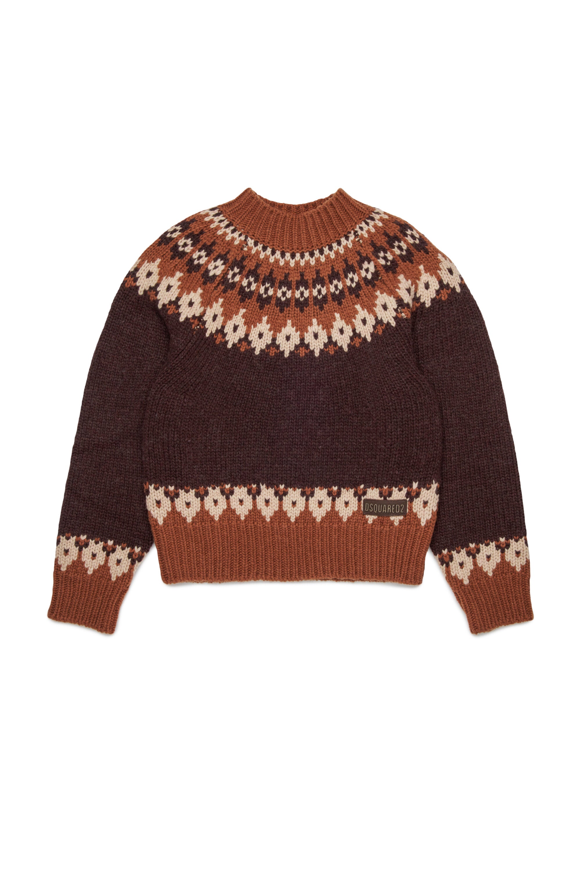 Pullover a collo alto in misto lana norvegese