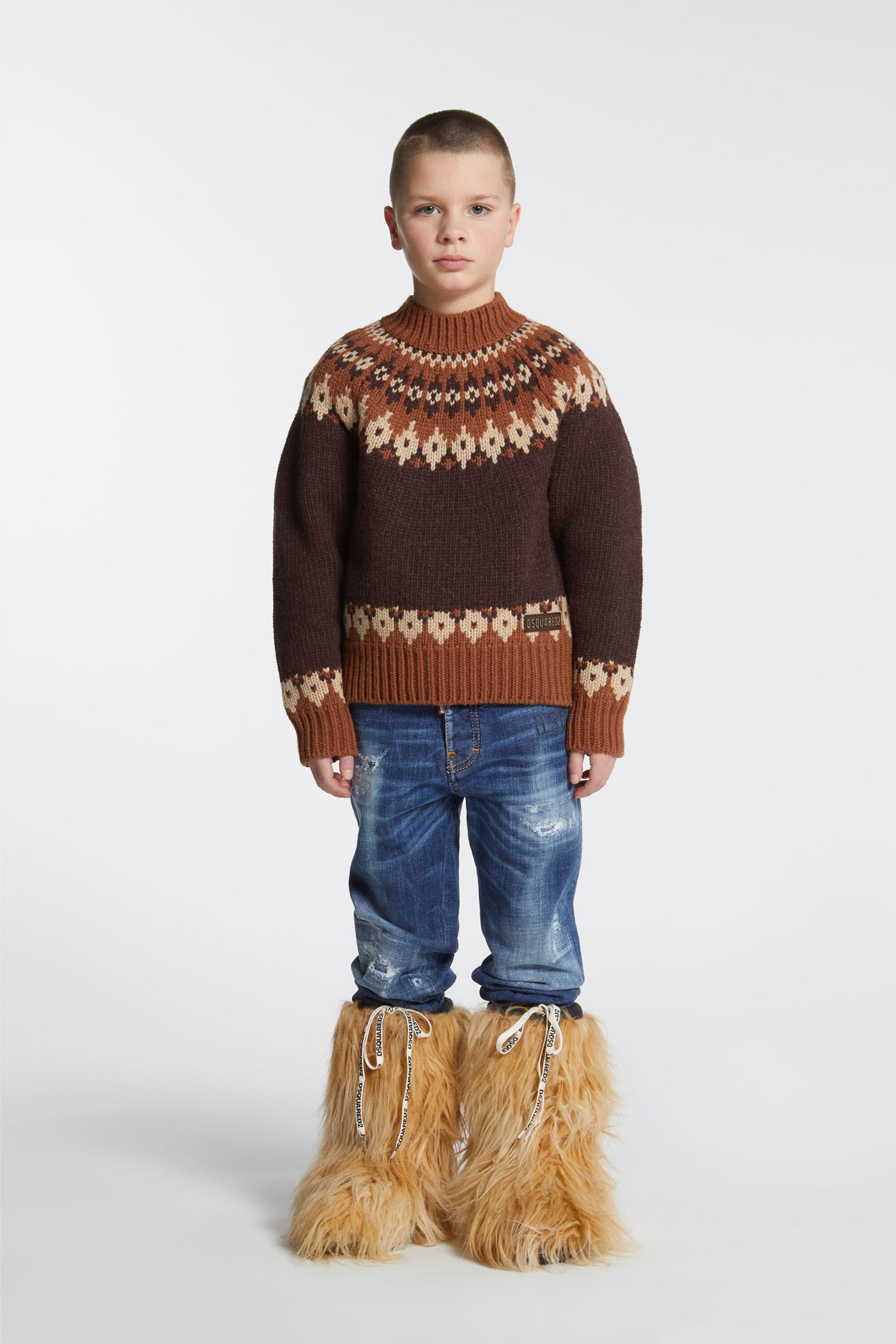 Pullover a collo alto in misto lana norvegese