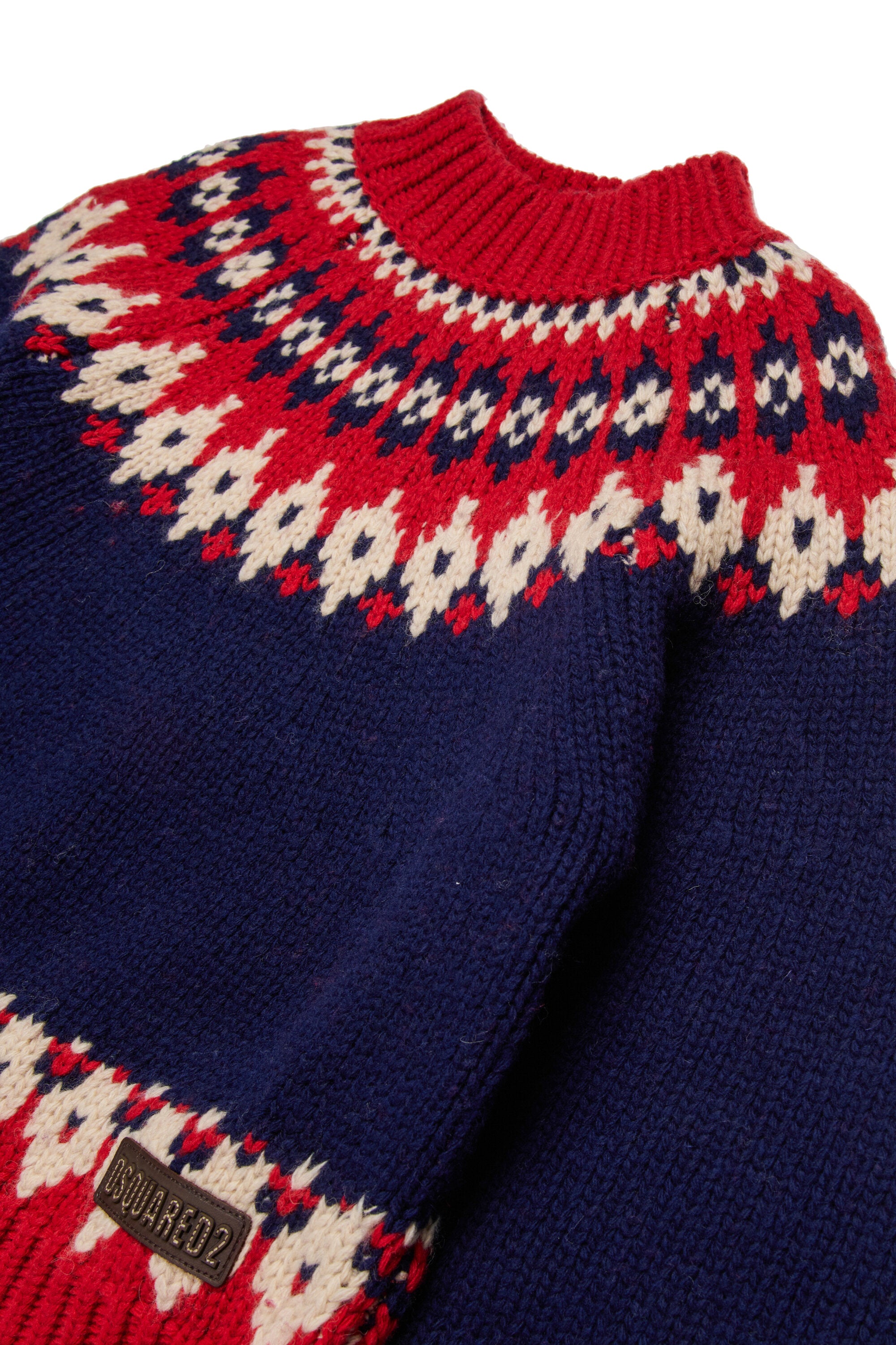 Pullover a collo alto in misto lana norvegese